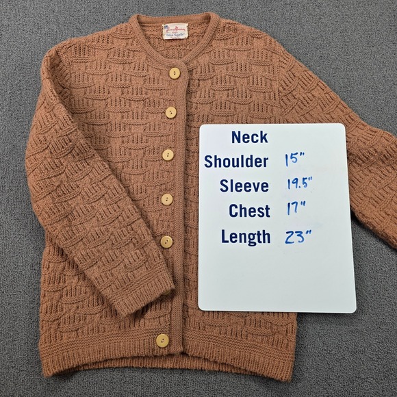 Vintage House of Morrison Pink Textured Knit Cardigan Orlon Sayelle Button Front - Picture 8 of 8